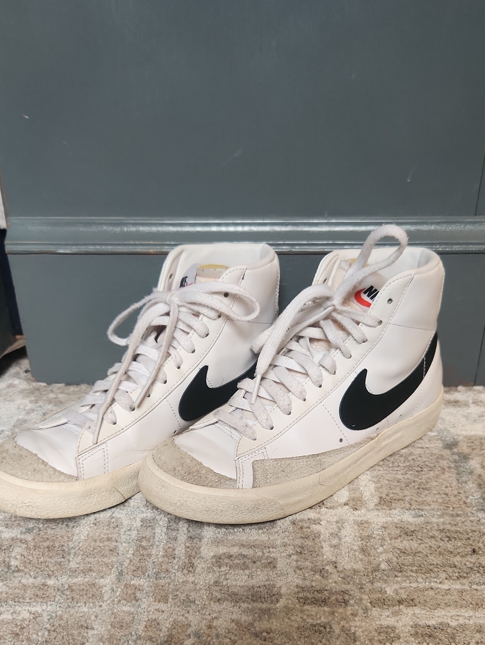 Nike White Blazer Mid 77' with Black Swoosh